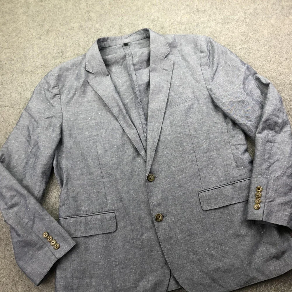 J.Crew Ludlow Blazer Mens 44R Blue Cotton Linen Baird McNutt Slim Sport Coat